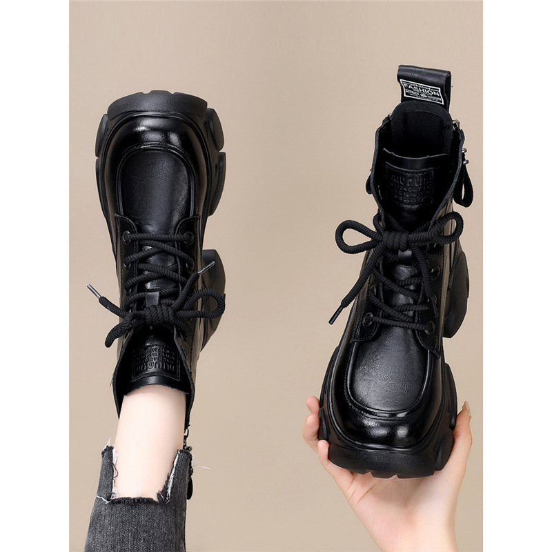 Genuine Leather Martin Boots Women's Autumn 2024 New Arrival Genuine Leather All-Match British Style Single Boots Small Short Boots Non-Slip