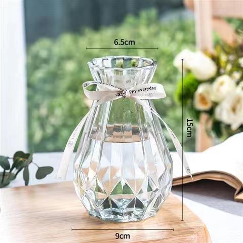 Jarrón de vidrio recto de bambú rico contenedor hidropónico micro paisaje decoración ins estilo creativo simple florero alto sentido