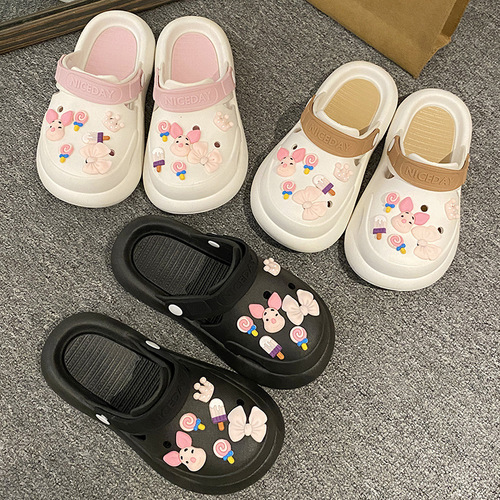 Baotou Crocs Slippers Women's Summer New Thick-soled Cartoon Cute Non-Slip Outerwear Wet Water Reversible Sandals and Slippers