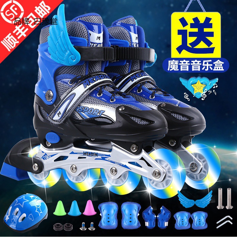 Manufactor Direct selling children Flash round equipment the skating shoes .6-16 Fancy boy suit Single row girl