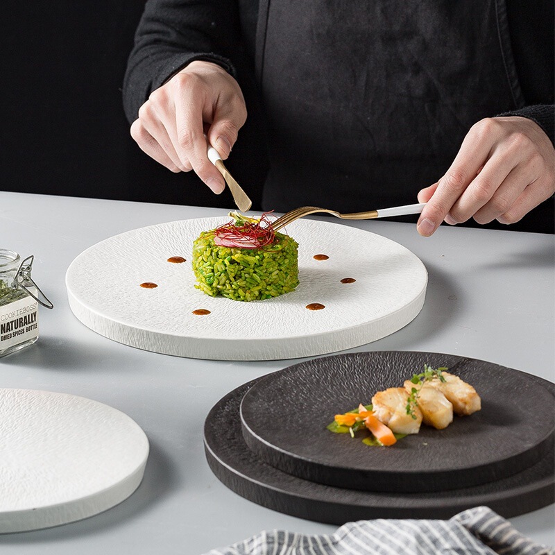 High-End European-Style Western-Style Dinner Plate, Steak Plate, Flat Plate, Household Ceramic Tableware, Hotel Restaurant Accessible Luxury Plate, Special Dish Plate