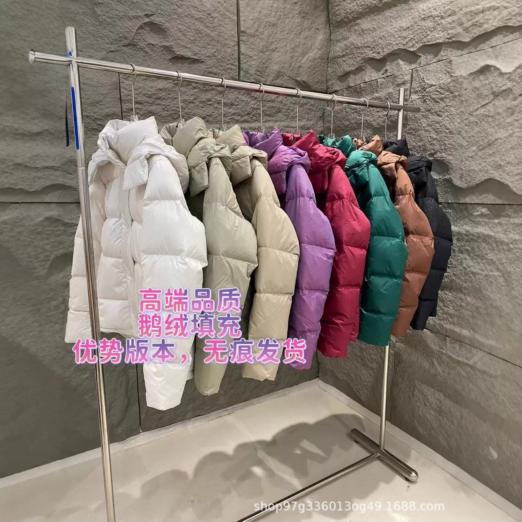 莆田高版本露露羽绒服五格面包服女士lulu四格鹅绒连帽保暖外套