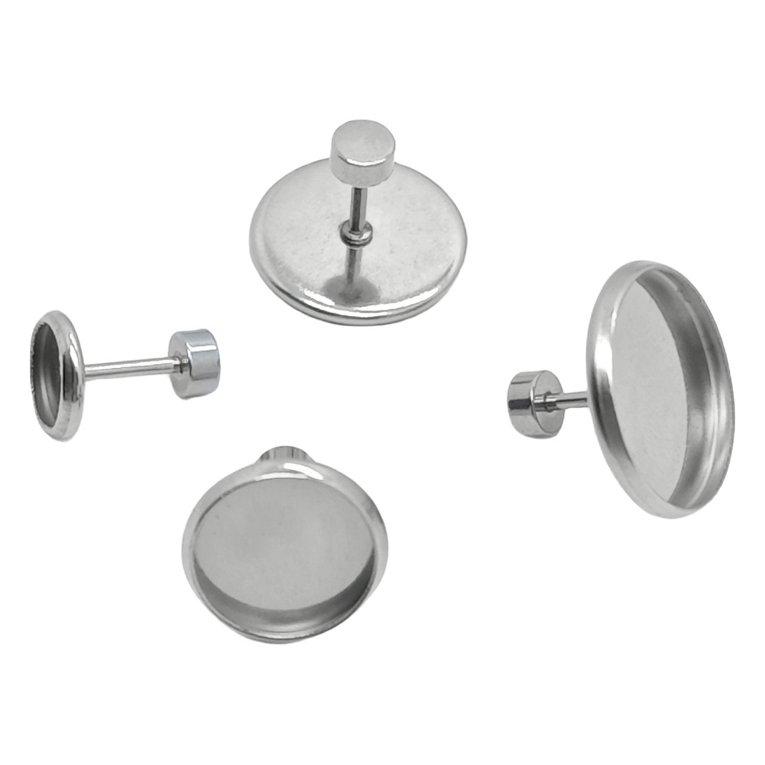 Acero inoxidable redondo joya soporte piercing oreja Navidad DIY joyería inferior Soporte simple pendientes resina soporte inferior