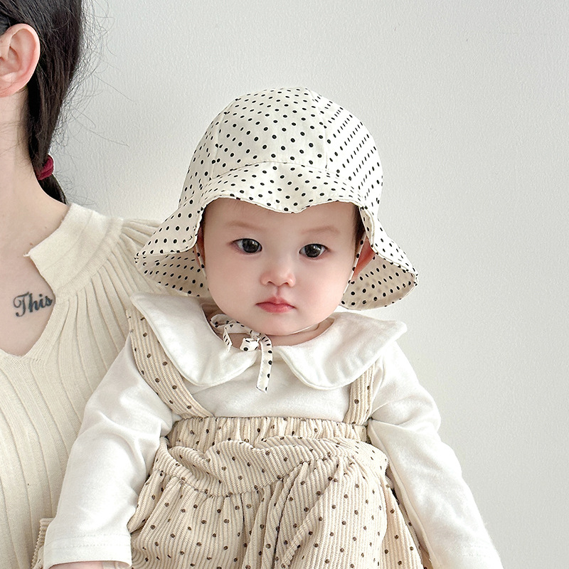 韩系洋气小碎花宝宝渔夫帽田园风公主花边遮阳盆帽婴儿帽子女