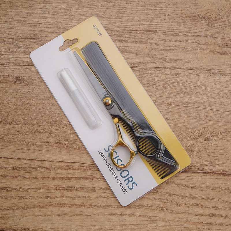 블랙 플랫 가위 물집 종이 카드 [케어 오일 빗 부착]