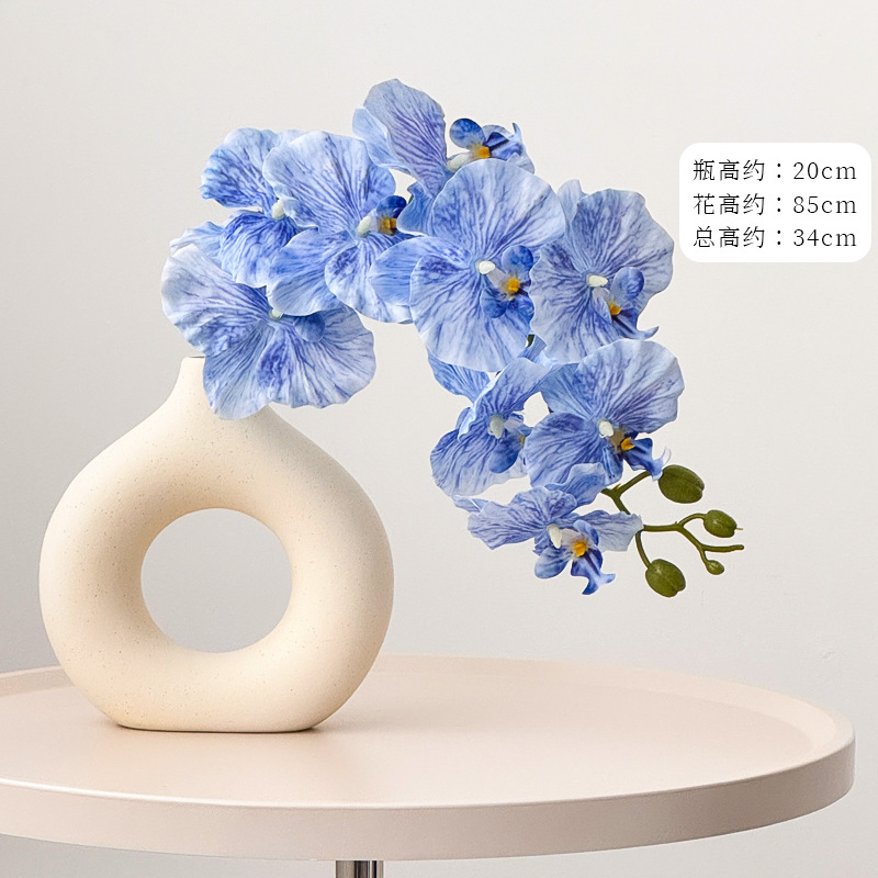 파란색 호접란 + 도자기 도넛 화병 [99% 실물과 흡사, 무취]