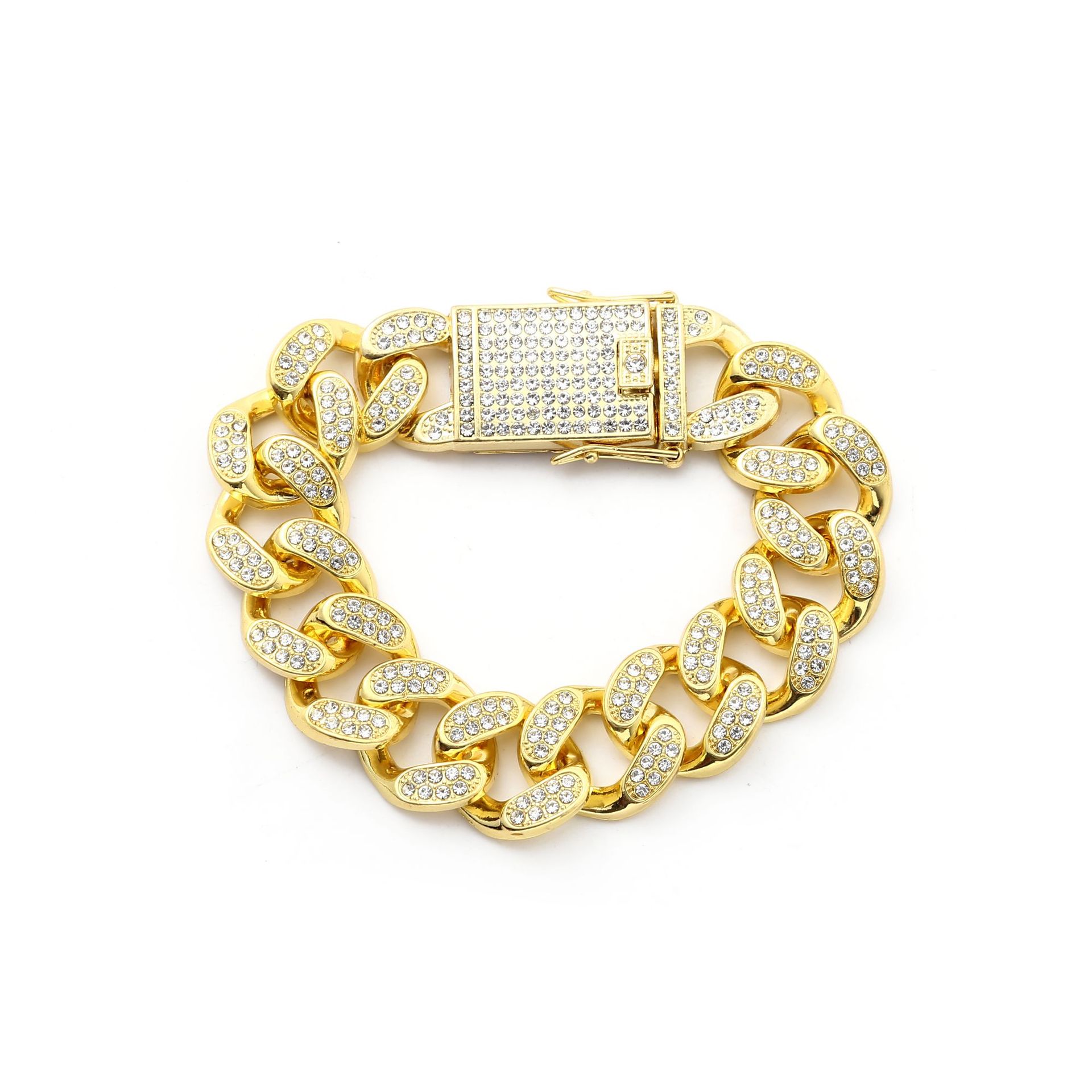 Minimalistický náhrdelník s kulatým diamantem o průměru 20 mm, kubánský řetízek, pouliční trendy hip-hopový doplněk._voghion.com