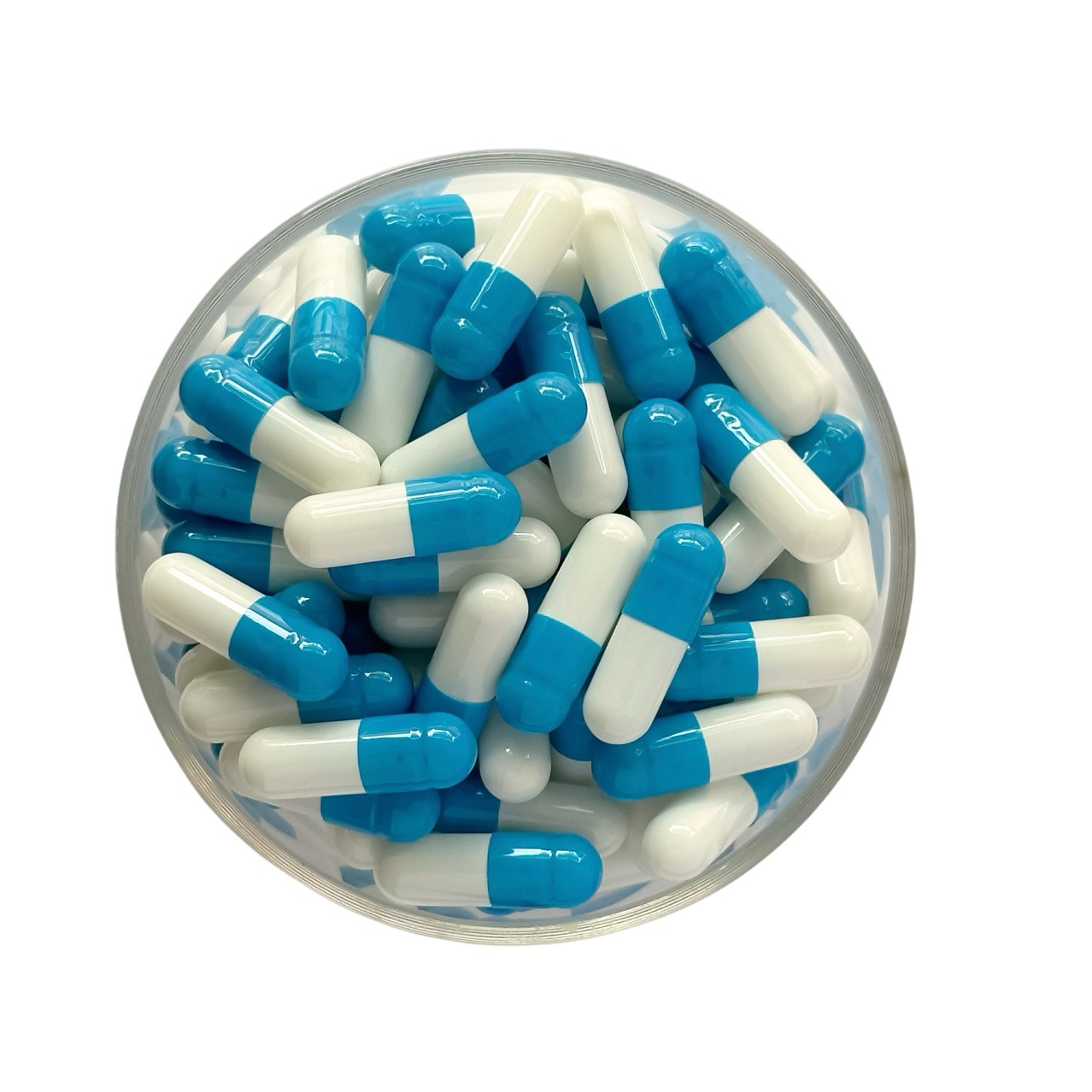 厂家直销 1#蓝白空心胶囊壳 可灌胃溶明胶胶囊皮跨境专供