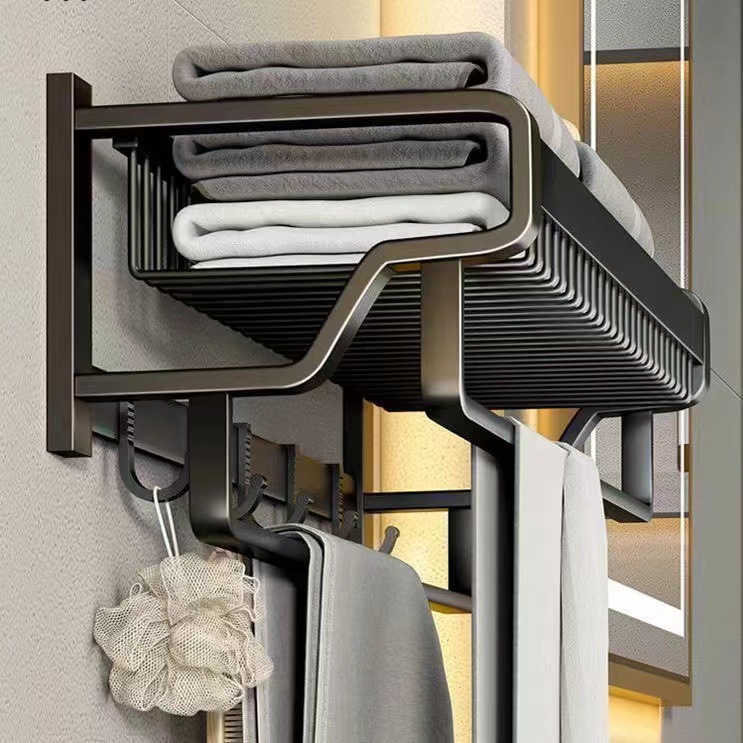 Barra doble baño toalla rack ponche libre toalla rack baño inodoro almacenamiento rack espacio aluminio pared colgando ropa de almacenamiento