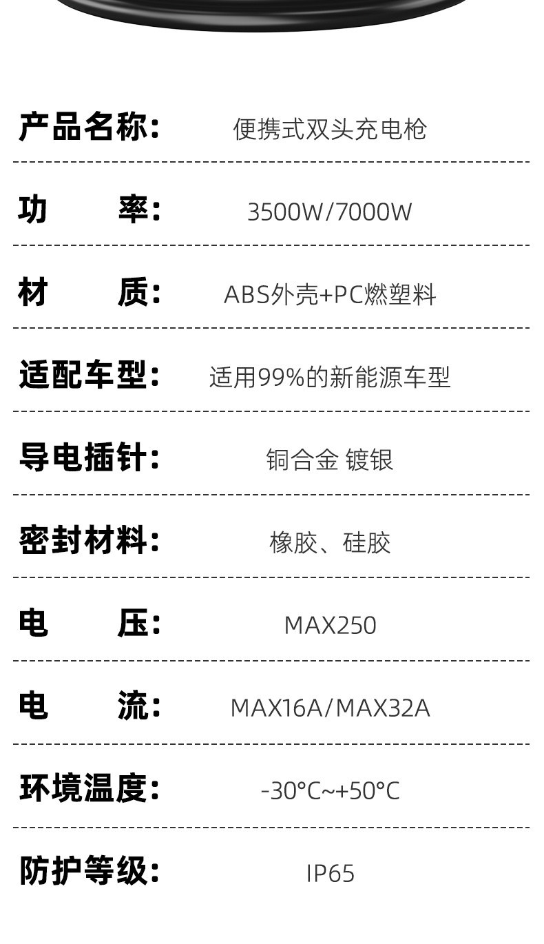 Charging station extension cable for new energy electric vehicles, 32A 7KW charging gun, slow charging gun head, extended length, for BYD home use