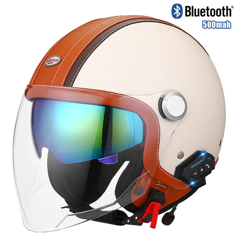 Ретро-шлем для электромобиля, полушлем, с Bluetooth