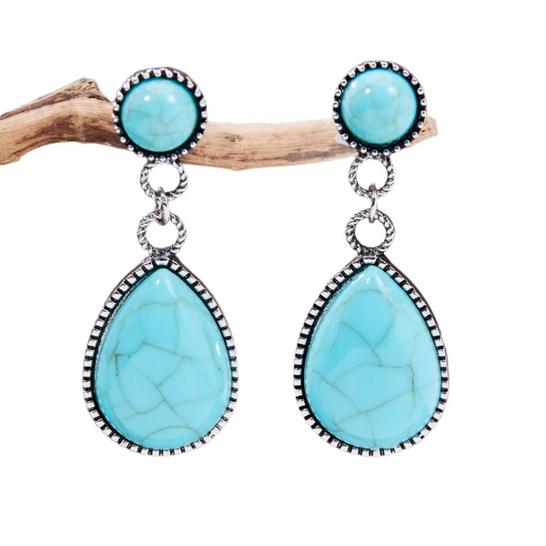 retro turquoise ethnic elegant earrings drop-shaped
