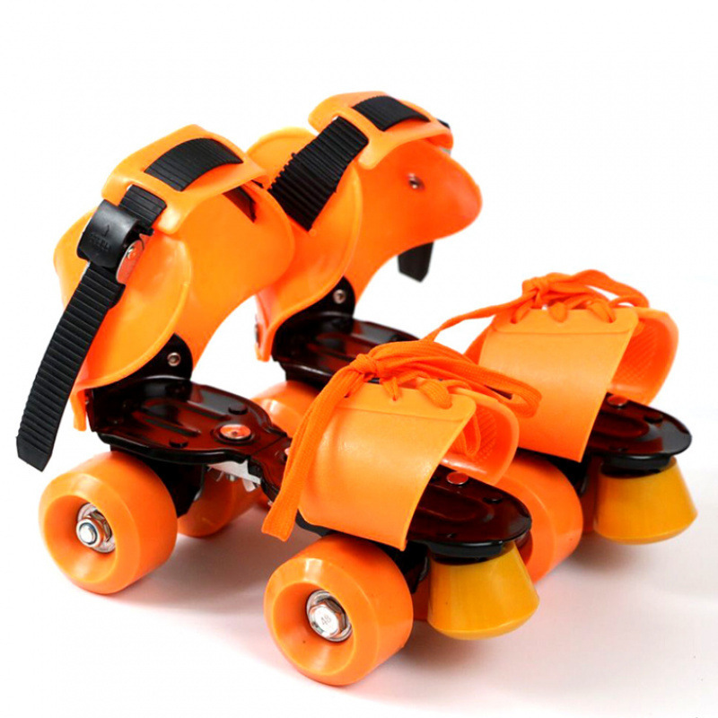 Roller Skates, Children's Double-Row Skates, Adjustable Size Roller Skates, Skateboard Shoes, Double-Row Four-Wheel Roller Skates