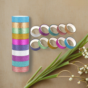 10 color glitter gold powder silver powder glitter tape DIY tape manual paste and paper tape decoration seamless glue