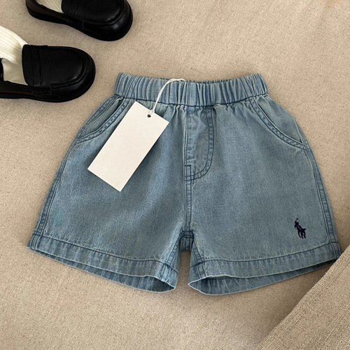 Children's denim shorts thin version 2025 summer model unisex kids color five-quarter pants trendy brand baby boy's stylish girl's pants