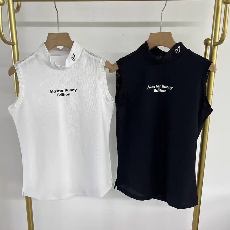 New Golf Clothing High-Neck Sleeveless Quick-Drying Breathable Sports Top Fashionable and Lightweight Women's Style White Black