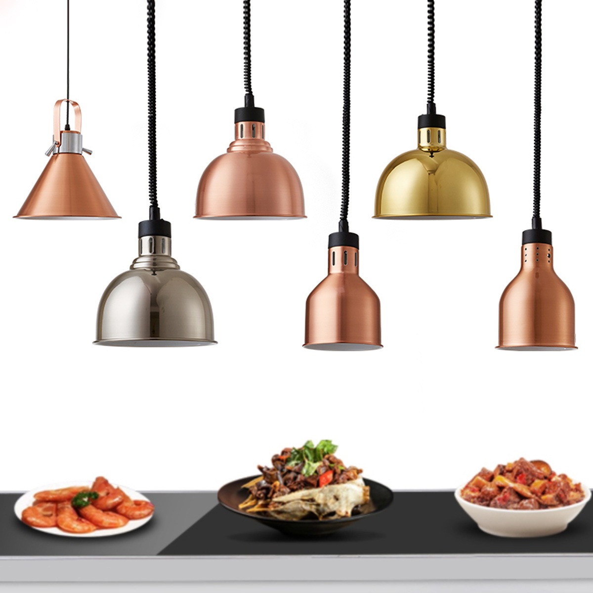 Telescopic Insulation Lamp Lifting Hanging Food Insulation Buffet Insulation Board Customized Food Heating Chandelier