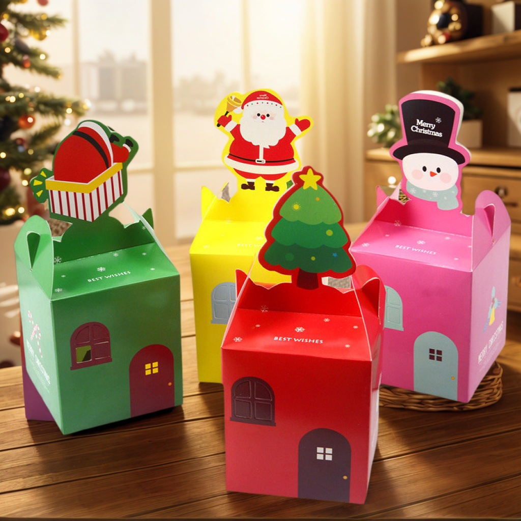 卡通可爱圣诞平安果糖果盒圣诞平安夜缤纷圣诞节折叠平安夜软纸盒