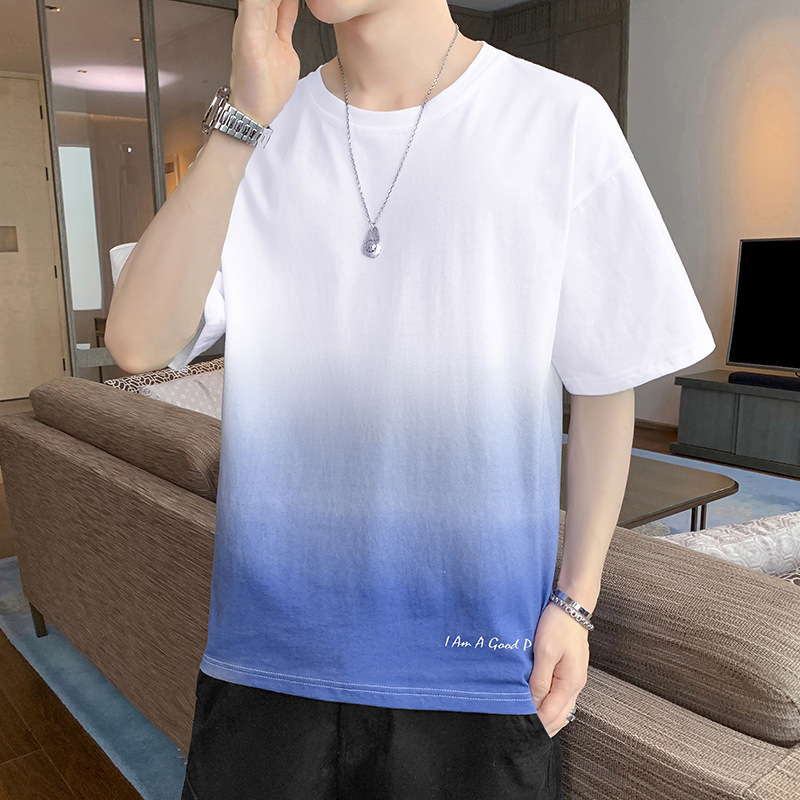 Short-Sleeved T-Shirt for Men 2022 Summer Long-Sleeved New Trendyy T-Shirt Hong Kong Style Loose Large Size Youthful Three-Quarter Sleeves