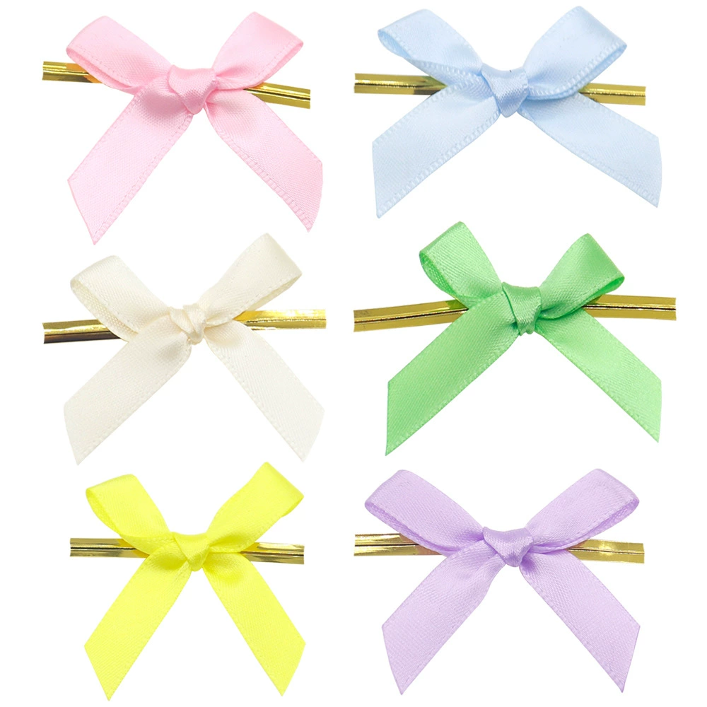 Оптовая продажа: готовые золотые бантики из проволоки 1 см для упаковки хлеба, бантики для леденцов, для завязывания, запечатывания и декорирования.