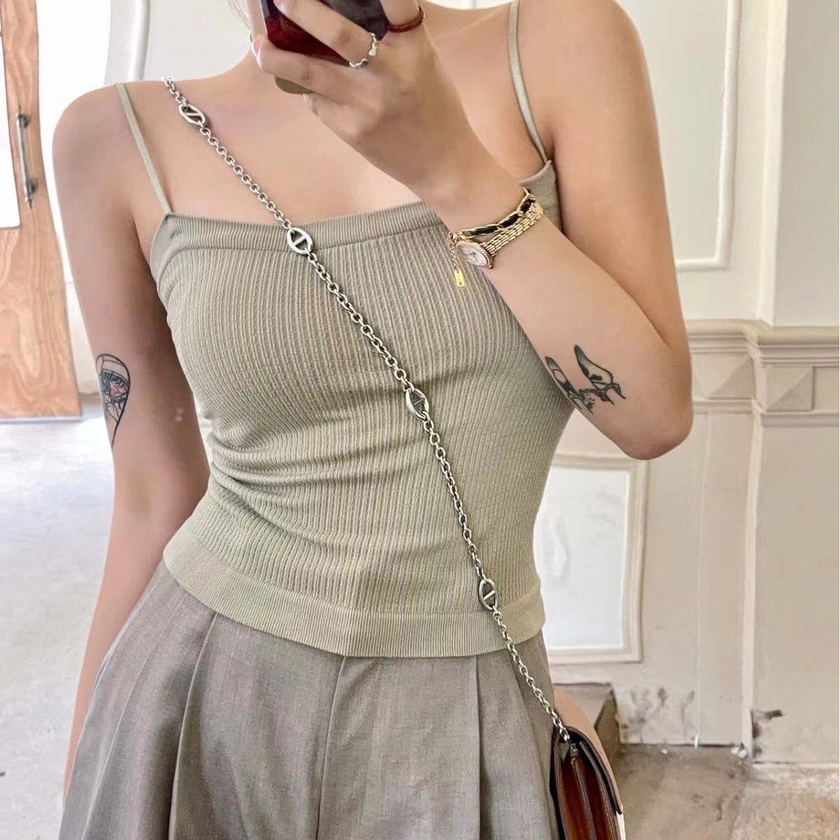 Nuevo Chaleco de waffle puro algodón sin costuras de una sola pieza taza fija abrigo de pecho todo partido ropa exterior chaleco casual