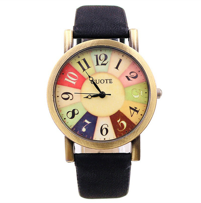 Orologio da donna con giradischi in legno, modello vintage a strisce, in pelle, casual, alla moda_voghion.com