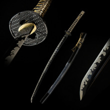 龙泉市一体手工外贸日本刀东洋长刀居合刀黑色刀剑katana 未开刃