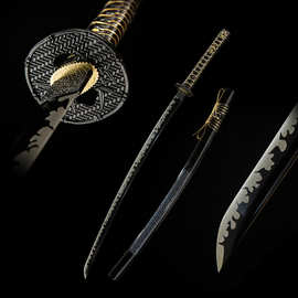 龙泉市一体手工外贸日本刀东洋长刀居合刀黑色刀剑katana 未开刃