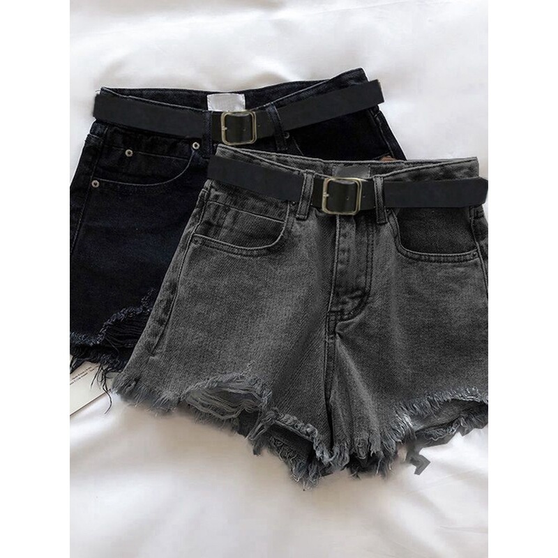 Ripped Denim Shorts for Women, Summer New High-Waisted, Figure-Flattering A-Line Frayed Edge Slimming Wide-Leg Trendy Casual Hot Pants