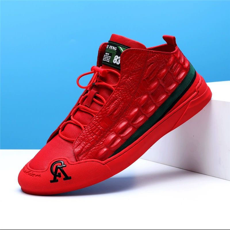 Мужская обувь 2024 весна новая высокая банда повседневная обувь кожаная мода универсальная доска обувь дышащая молодежь корейская модная обувь мужская