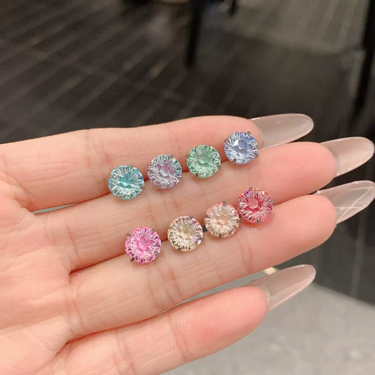 316L钛钢渐变天火烟花切耳钉养耳洞异形耳钉耳骨耳蜗钉成品