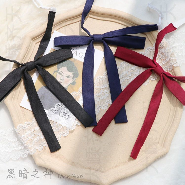 Solid Color Jk Free Small Long Handle Thai School Uniform Accessories College Style Collar Tie Bow Bow Taboo Girl Same Style Solid Color Jk Free Small Long Handle Thai School Uniform Accessories College Style Collar Tie Bow Bow Taboo Girl Same Style