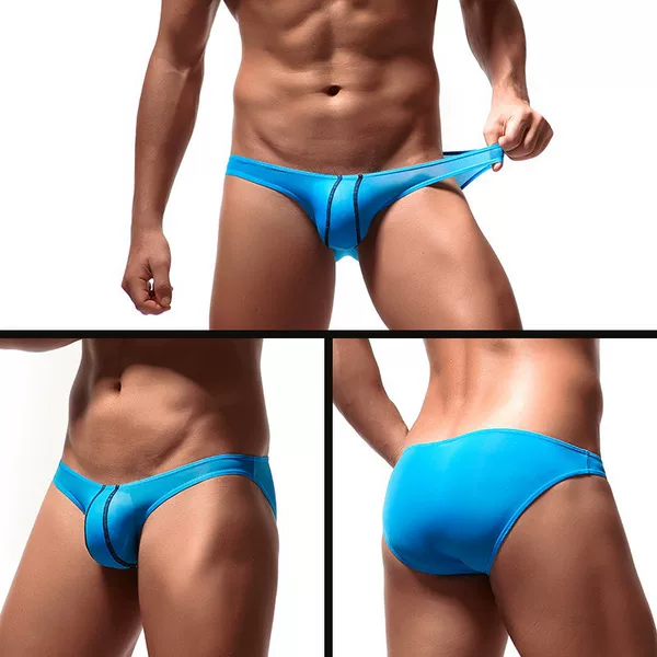 New Summer Bar Style European, American, Japanese, and Korean Ultra-Thin Ice Silk Smooth Men's Low-Rise Briefs Triangle Underwear E-055