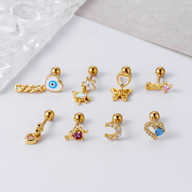 Piercing cartilagine farfalla zircone acciaio inossidabile_voghion.com