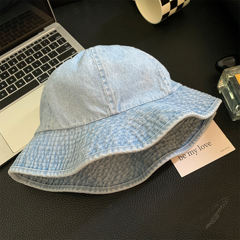 早秋新款水洗渔夫帽时尚通勤素颜牛仔帽清爽简约防晒显脸小遮阳帽|undefined