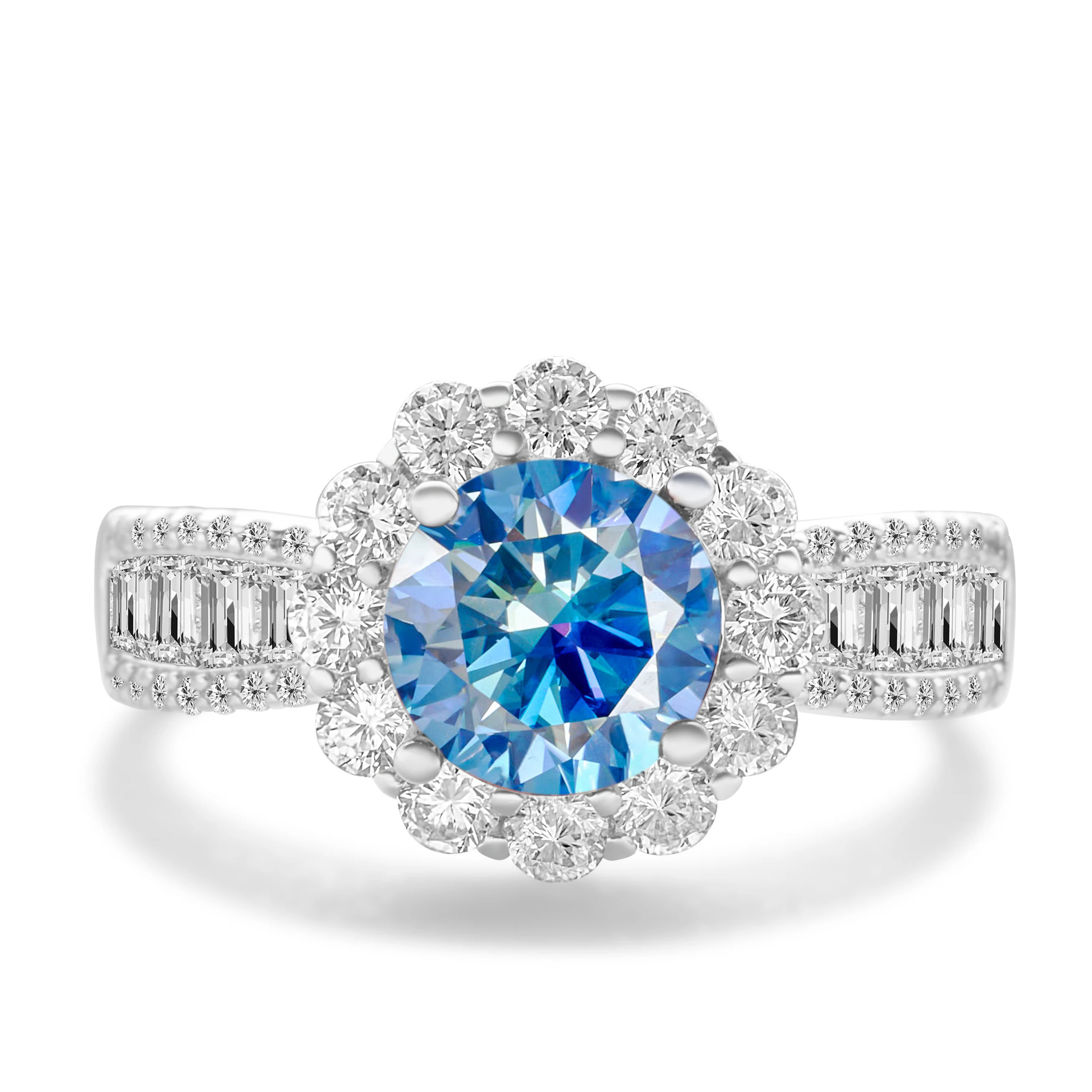 2CT anillo de piedra de mosaico de color de plata esterlina S925 cinturón de plata GRA certificado de mosaico de comercio electrónico transfronterizo anillo de venta caliente para mujeres