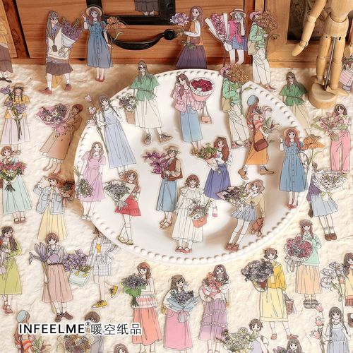 infeelmePET sticker pack Heart-beating girl series INS girl account DIY material decorative stickers 30 sheets