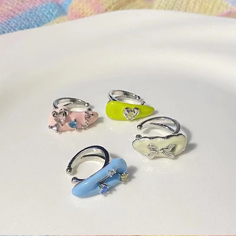5g Weight None Ear Needle Material Ear Cuffs Classification 1 Piece Quantity Daily Occasion Alloy Material Geometric Pattern Women's Gender Enamel, Plating Design Sweet Style 1 Piece Sweet Geometric Enamel Plating Alloy Ear Cuffs 5