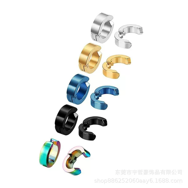 Korean Style Fashionable Titanium Steel Student Pierced Earrings Wholesale Personalized Trendy Men's Factory Direct Sales