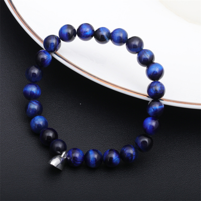 Fashion Heart-Shaped Magnet Suction Tigereye Couple Fossil Copper Bracelet Set