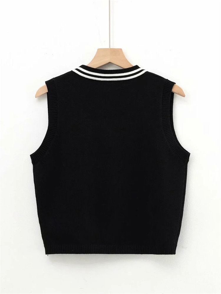 Fashion color matching temperament V-neck knitted vest NSLD27893