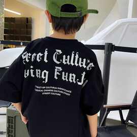 童装男童夏新款潮牌哥特字母T恤薄儿童宝宝休闲街头风短袖潮装T恤