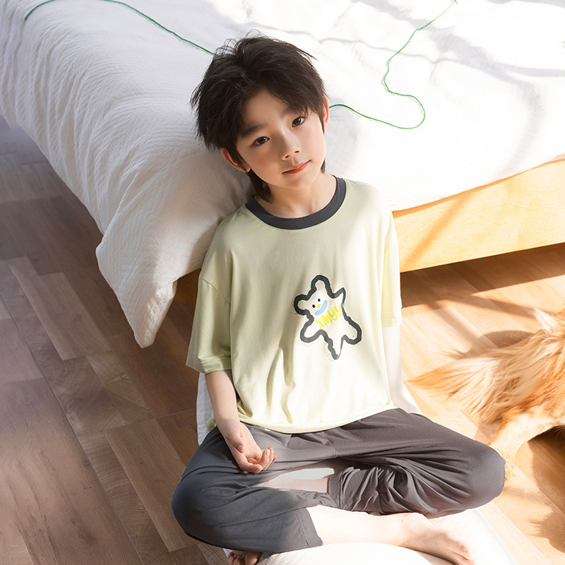 Panda Yuanyuan 2025 New Modal Children's Pajamas Summer Clothes Boys Home Clothes suit Summer Air-conditioning Clothes