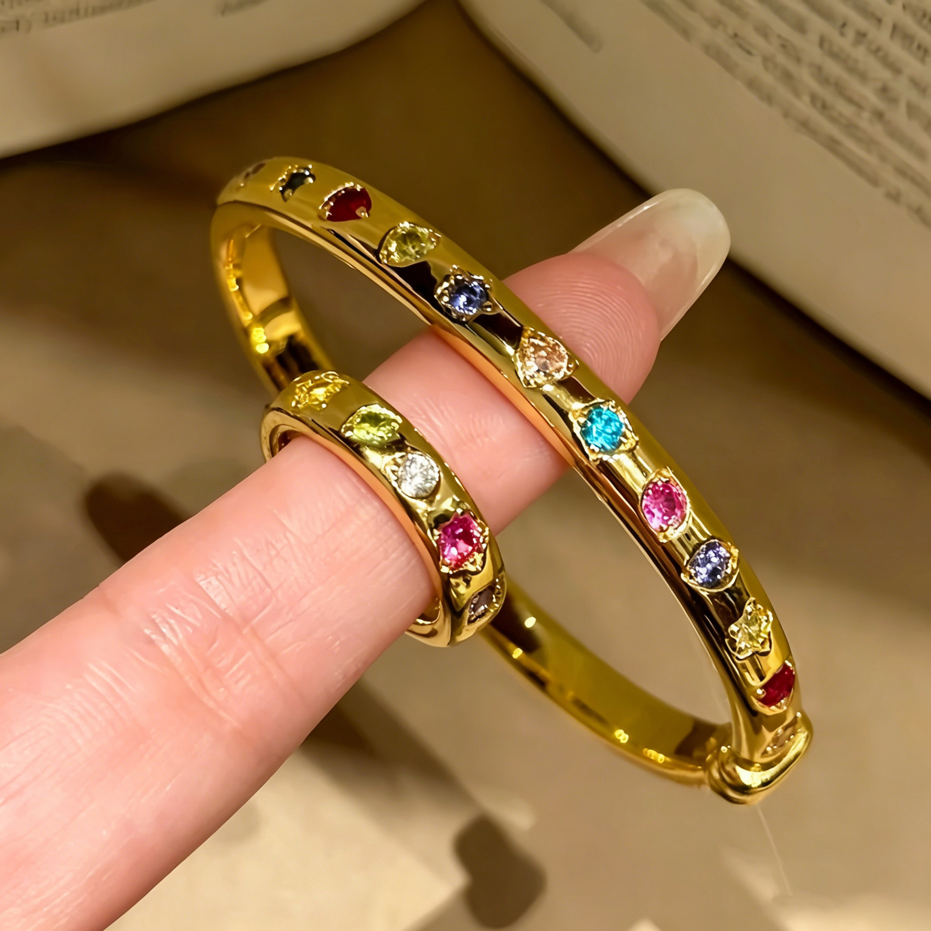 Rainbow golden retro women's bracelet