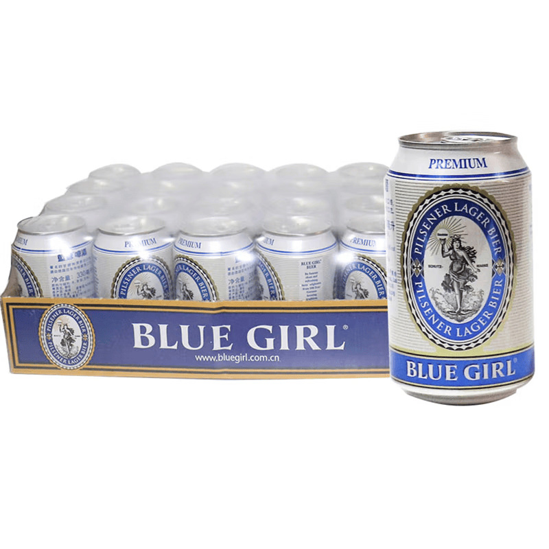 蓝妹啤酒BLUEGIRL德国酿造工艺拉格国产黄啤330ml*24罐装整箱批发