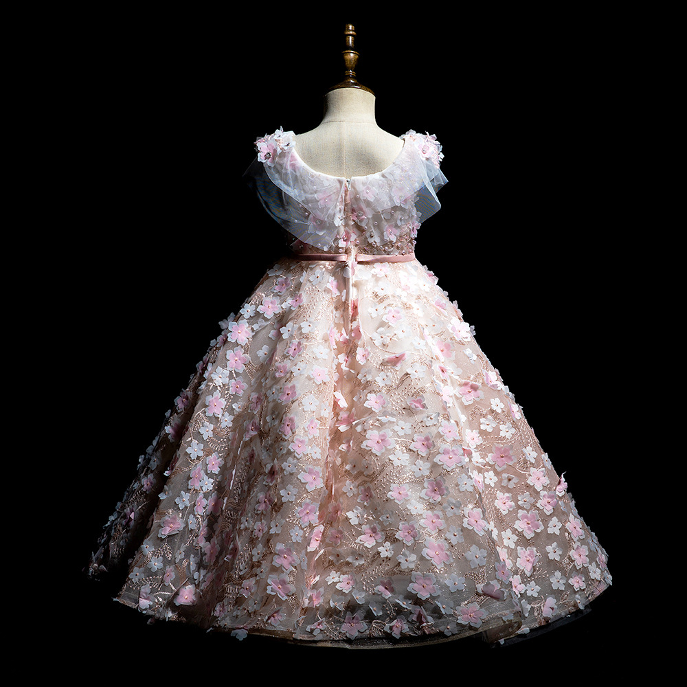 Girls' Princess Tulle Dress Children's Flower Girl Wedding Dress Emcee Evening Gown Stylish Summer Outfit For Kids Piano Performance Costume_voghion.com