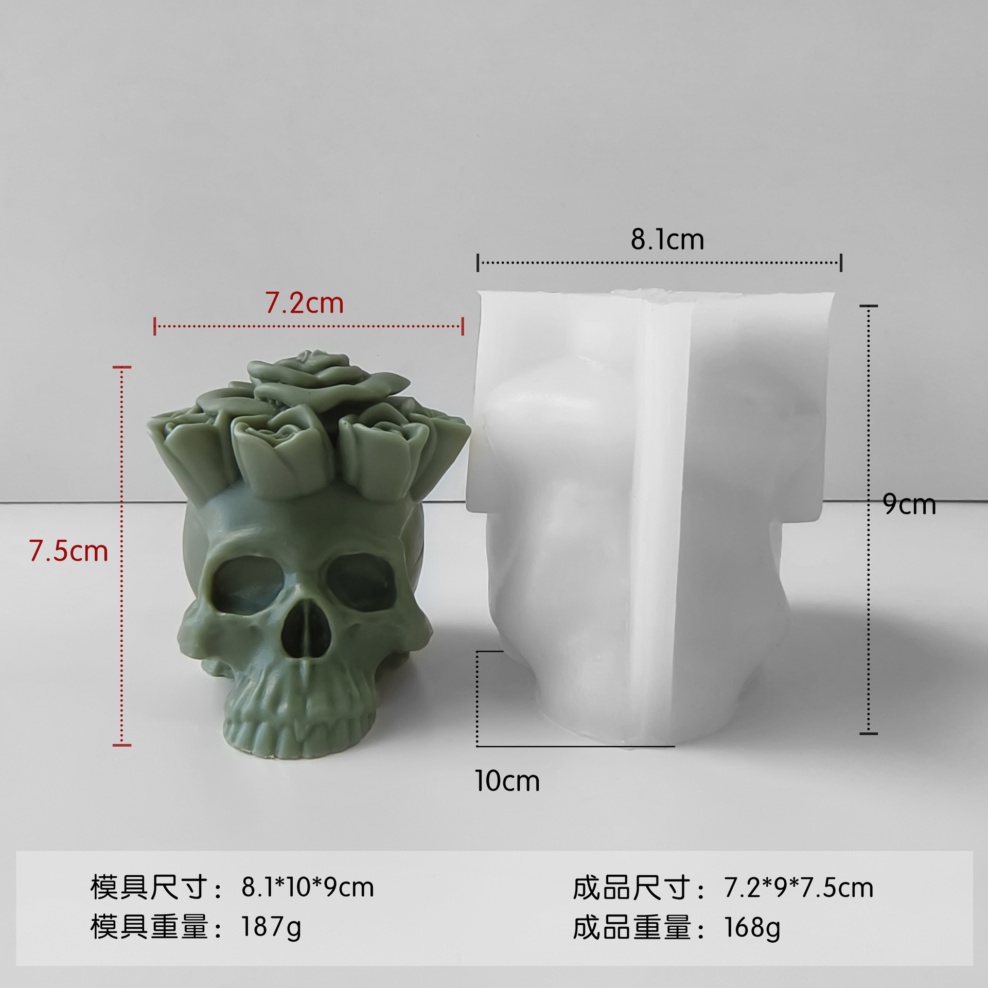 Jiahuimei Calavera de Halloween Aromaterapia Molde Vela DIY Vela de yeso de Pascua Abrasivo de silicona