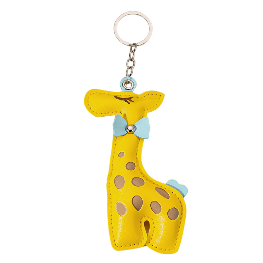 Cartoon Style, Cute Style Cartoon Style Cute Giraffe Pu Leather Metal Unisex Keychain