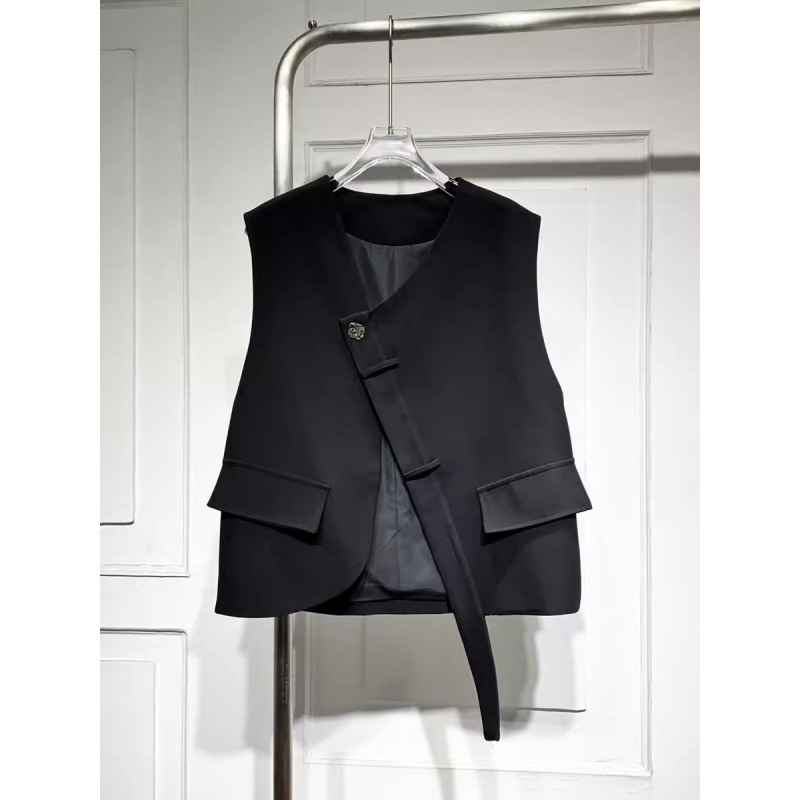 Design Sense Niche Vest Women's 2023 New Fashion Two-button Spring and Summer Loose Outer Suit Vest Jacket