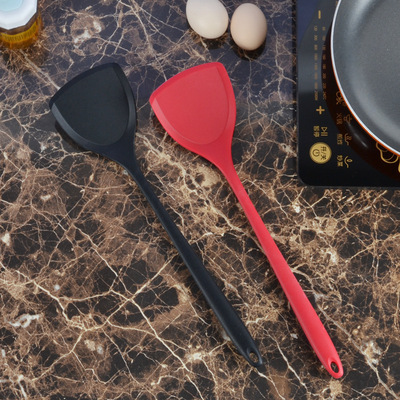 加長款矽膠鍋鏟耐高溫加長手柄鏟子廚房工具煎鏟不粘鍋專用炒菜鏟